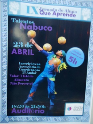 Evento Talentos Nabuco 23 de Abril na FJNR (Recife,2015).